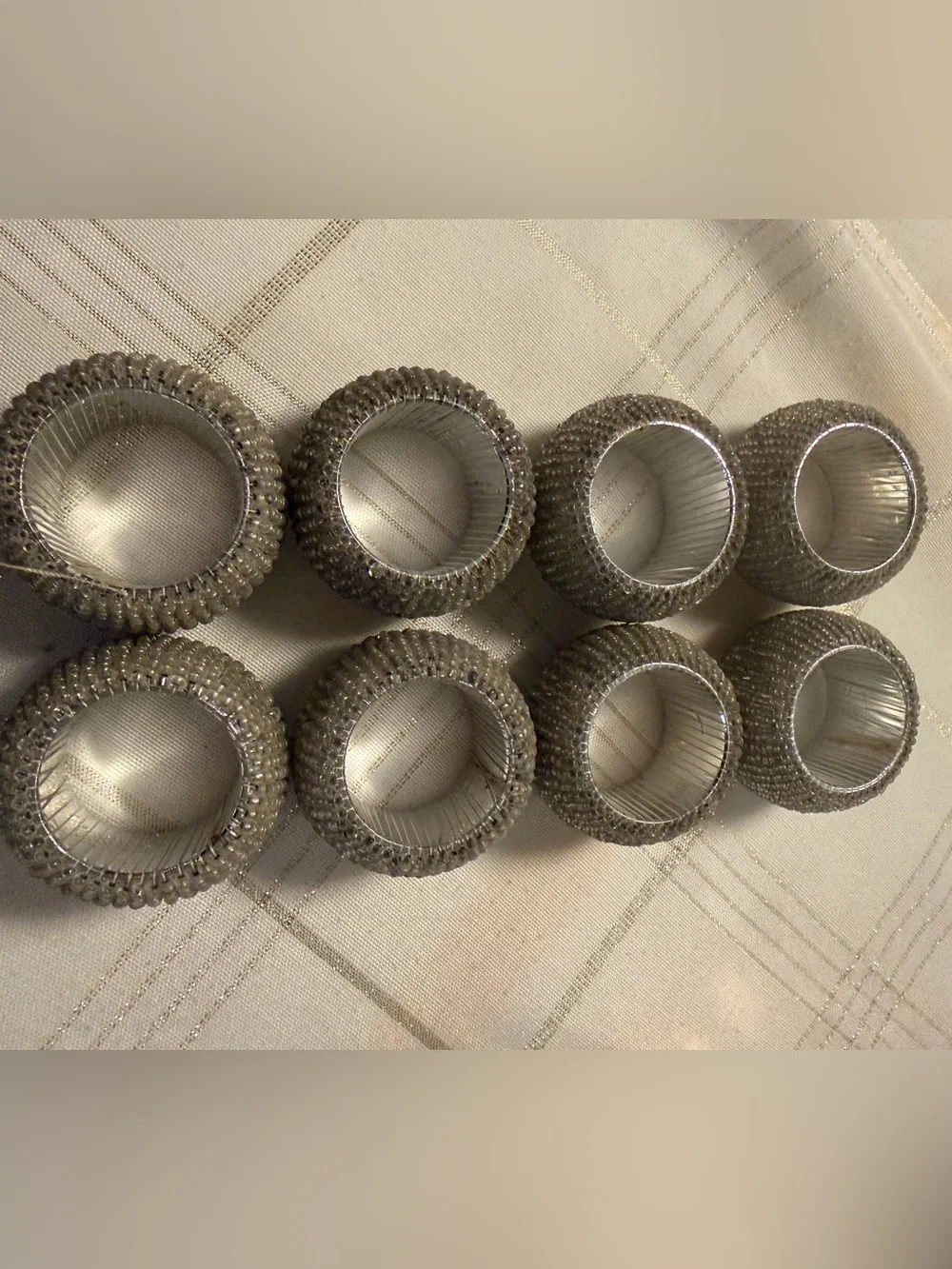 Set of 8 Clear Bead Napkin Rings